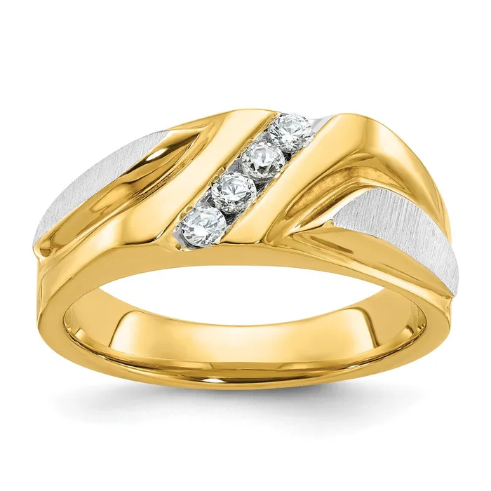 Rings Goldia 14k Twotone Gold Mens Polished and Satin 14 carat Diamond Complete Ring