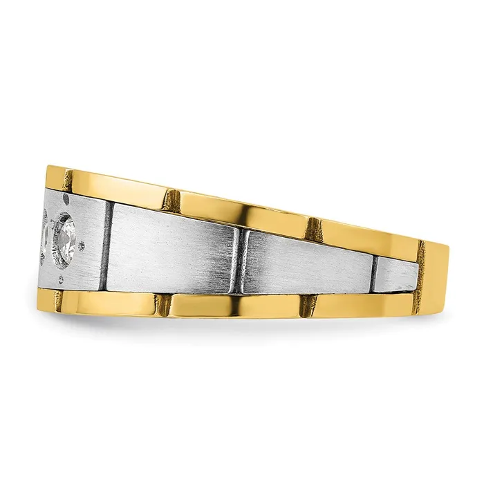 Rings Goldia 14k Twotone Gold Mens Polished and Satin 14 carat Diamond Complete Ring