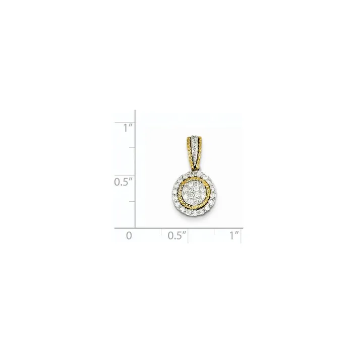 Rings Goldia 14k TwoTone Gold Real Diamond Circle Pendant