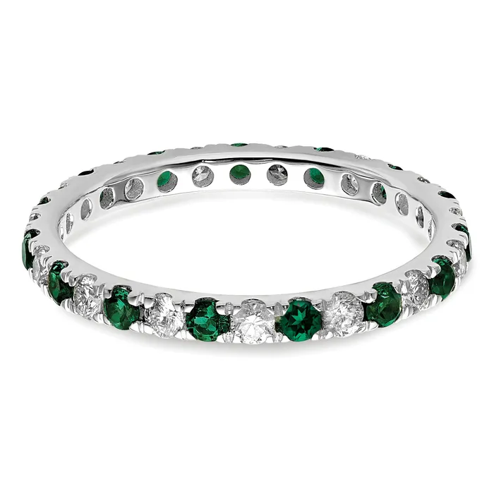 Rings Goldia 14k White Gold 12 Ct Lab Grown Diamond VSSI G and Lab Created Emerald Eternity Band Ring