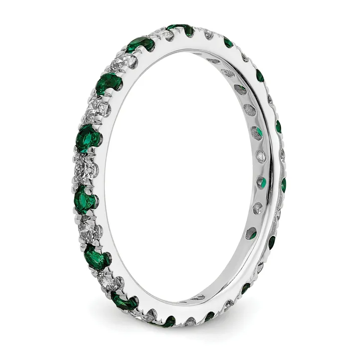 Rings Goldia 14k White Gold 12 Ct Lab Grown Diamond VSSI G and Lab Created Emerald Eternity Band Ring
