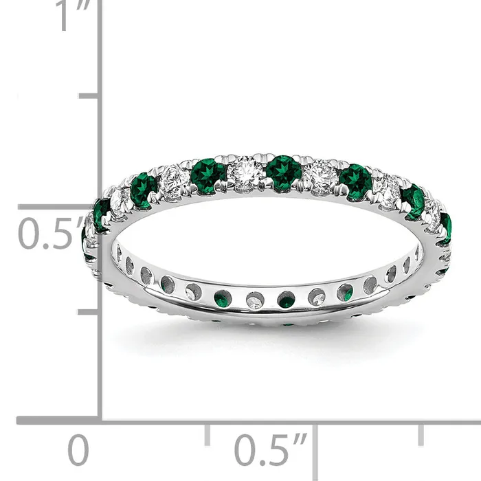 Rings Goldia 14k White Gold 12 Ct Lab Grown Diamond VSSI G and Lab Created Emerald Eternity Band Ring