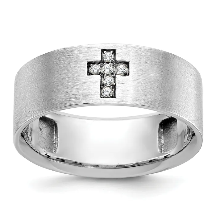 Rings Goldia 14k White Gold 120 Ct Lab Grown Diamond VSSI G Satin Cross Mens Ring Rings Goldia 14k White Gold 120 Ct Lab Grown Diamond VSSI G Satin Cross Mens Ring
