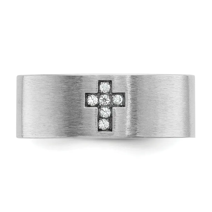 Rings Goldia 14k White Gold 120 Ct Lab Grown Diamond VSSI G Satin Cross Mens Ring