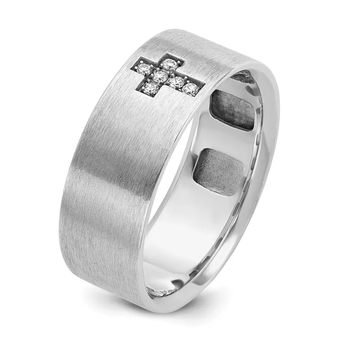 Rings Goldia 14k White Gold 120 Ct Lab Grown Diamond VSSI G Satin Cross Mens Ring