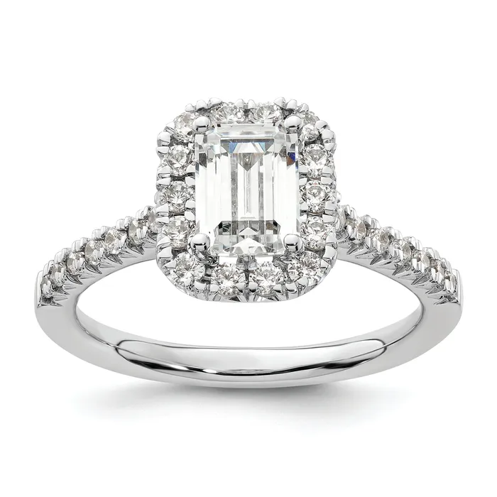 Rings Goldia 14k White Gold 14kw Emerald Shape Halo Lab Grown VSSI FGH Diamond Semimount Engagement Ring Rings Goldia 14k White Gold 14kw Emerald Shape Halo Lab Grown VSSI FGH Diamond Semimount Engagement Ring