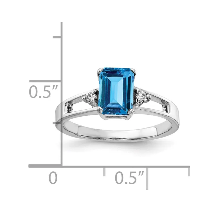 Rings Goldia 14k White Gold 7x5mm Emerald Cut Blue Topaz AA Diamond ring