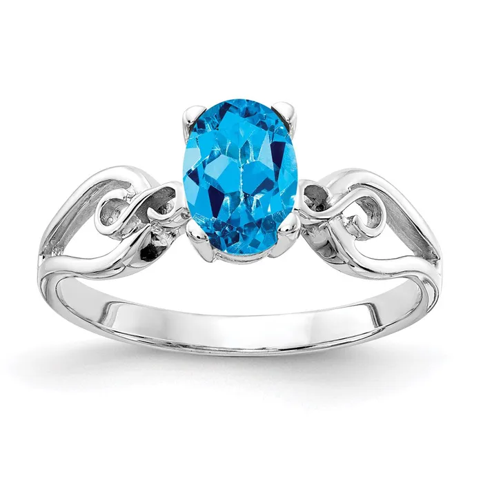 Rings Goldia 14k White Gold 8x6mm Oval Blue Topaz ring