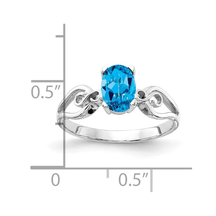 Rings Goldia 14k White Gold 8x6mm Oval Blue Topaz ring