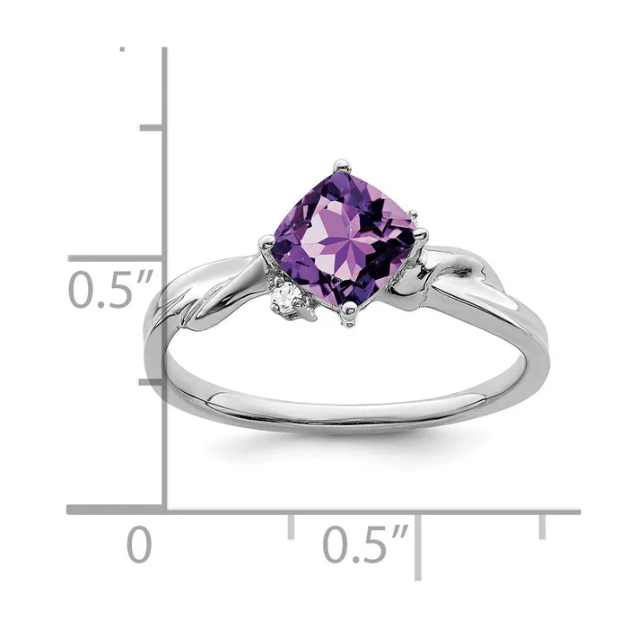 Rings Goldia 14k White Gold Cushion Amethyst and Real Diamond Ring