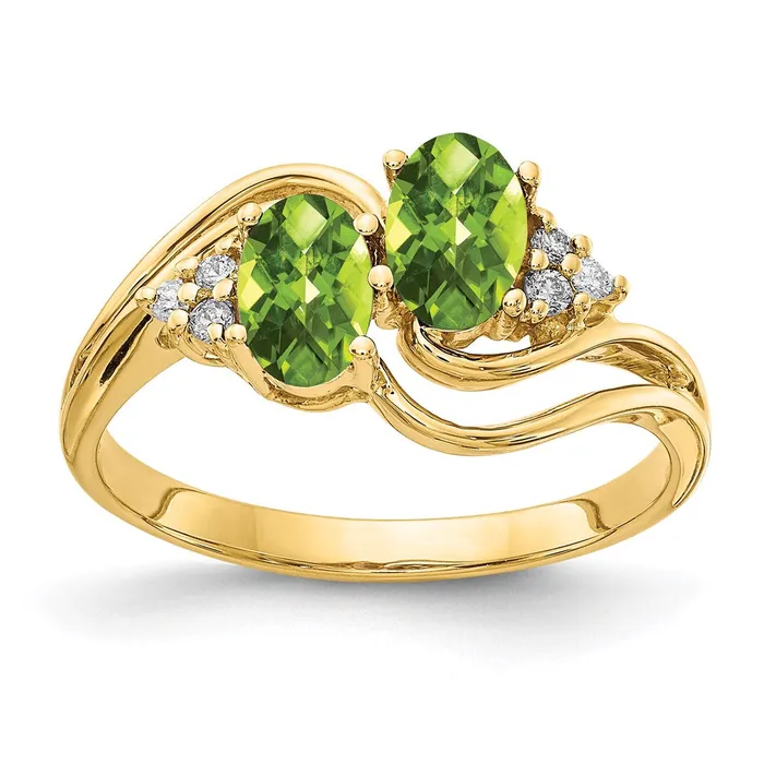 Rings Goldia 14K Yellow Gold 6x4mm Oval Peridot Checker A Real Diamond ring Rings Goldia 14K Yellow Gold 6x4mm Oval Peridot Checker A Real Diamond ring
