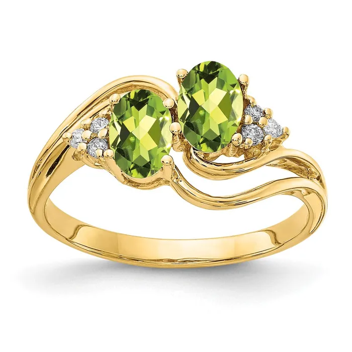 Rings Goldia 14k Yellow Gold 6x4mm Oval Peridot VS Diamond ring