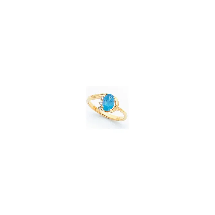 Rings Goldia 14k Yellow Gold 7x5mm Oval Blue Topaz VS Diamond ring