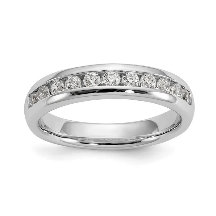 Rings goldiaca 14K White Gold 11Stone Real Diamond Channel Band