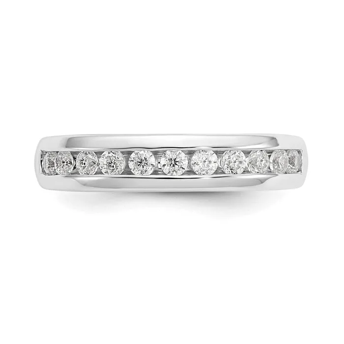 Rings goldiaca 14K White Gold 11Stone Real Diamond Channel Band