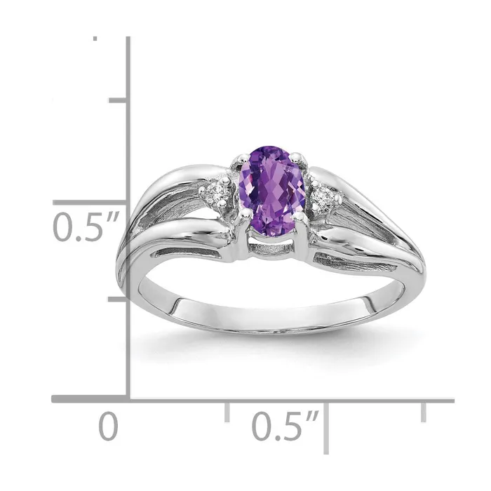Rings goldiaca 14k White Gold 6x4mm Oval Amethyst Checker A Real Diamond ring Rings goldiaca 14k White Gold 6x4mm Oval Amethyst Checker A Real Diamond ring