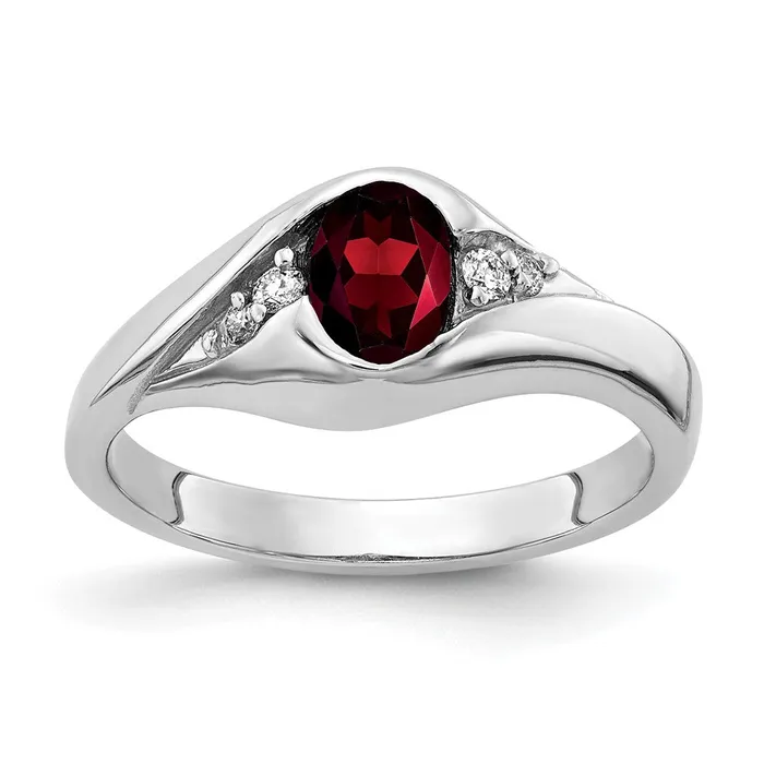 Rings goldiaca 14k White Gold 6x4mm Oval Garnet Checker A Real Diamond ring Rings goldiaca 14k White Gold 6x4mm Oval Garnet Checker A Real Diamond ring
