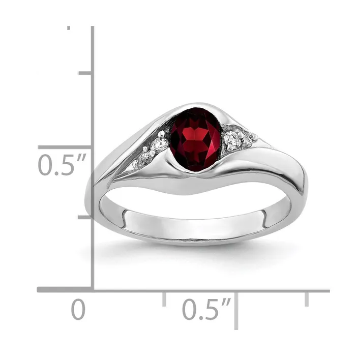 Rings goldiaca 14k White Gold 6x4mm Oval Garnet Checker A Real Diamond ring