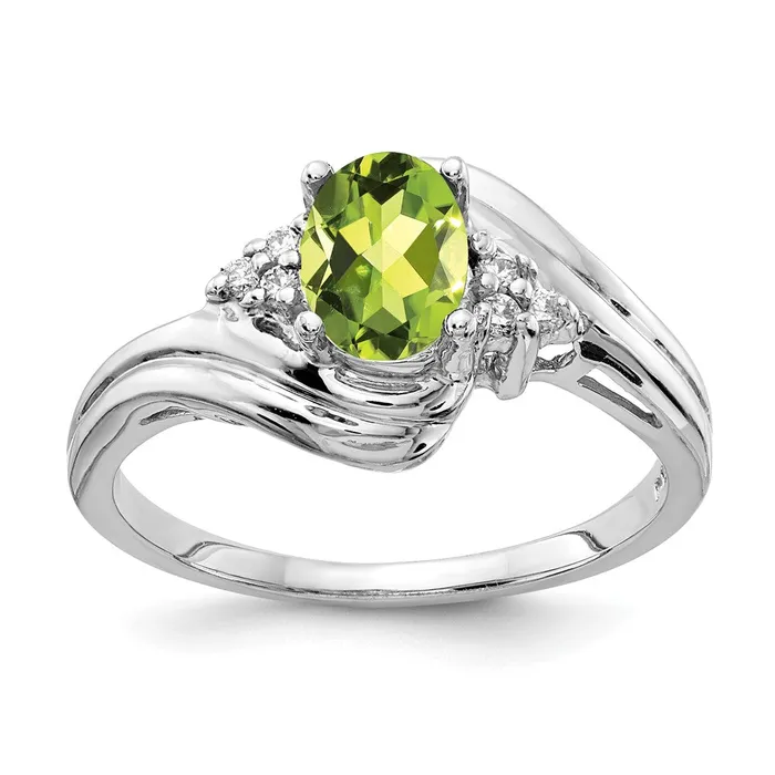 Rings goldiaca 14k White Gold 7x5mm Oval Peridot Checker AA Real Diamond ring Rings goldiaca 14k White Gold 7x5mm Oval Peridot Checker AA Real Diamond ring