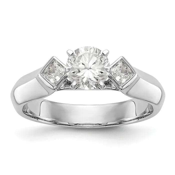 Rings Goldiacom 14K White Gold 3 Stone Diamond Peg Set Engagement Ring