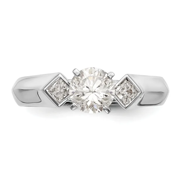 Rings Goldiacom 14K White Gold 3 Stone Diamond Peg Set Engagement Ring