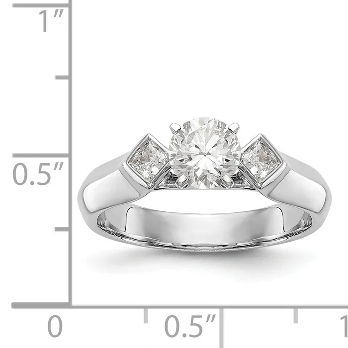 Rings Goldiacom 14K White Gold 3 Stone Diamond Peg Set Engagement Ring