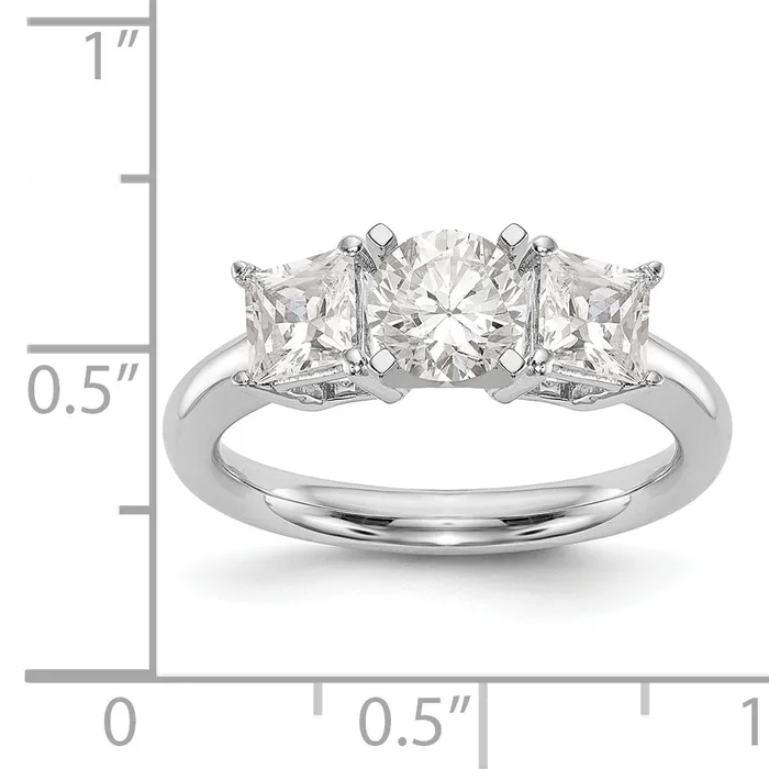 Rings Goldiacom 14K White Gold 3 Stone Diamond Peg Set Engagement Ring