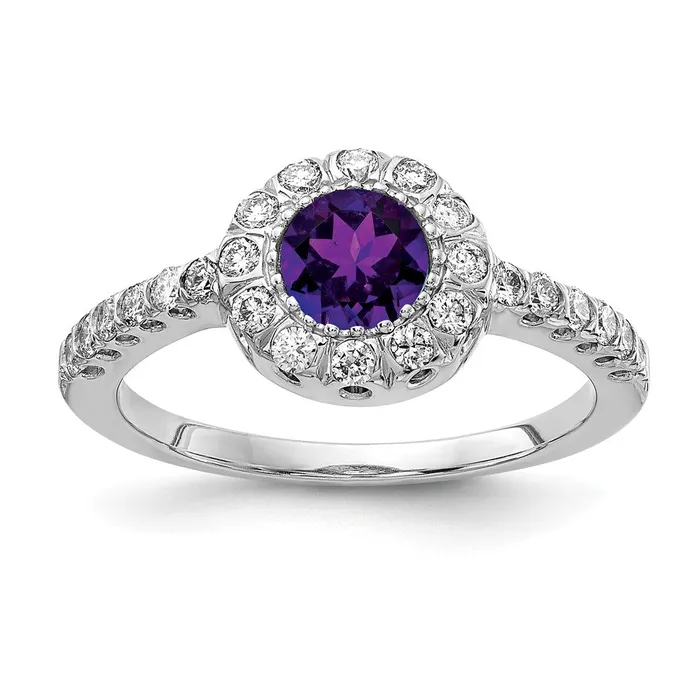 Rings Goldiacom 14k White Gold 5mm Amethyst A Real Diamond ring