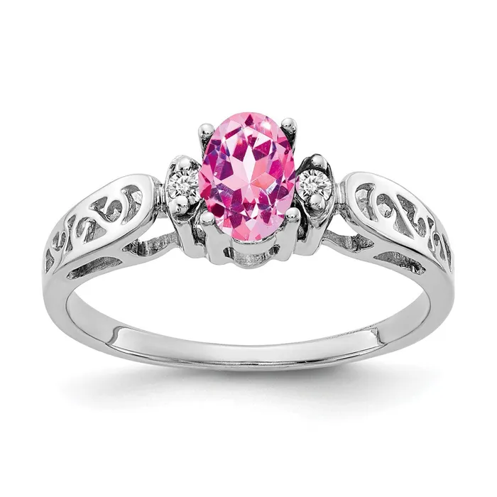 Rings Goldiacom 14k White Gold 6x4mm Oval Pink Sapphire AAA Real Diamond ring Rings Goldiacom 14k White Gold 6x4mm Oval Pink Sapphire AAA Real Diamond ring
