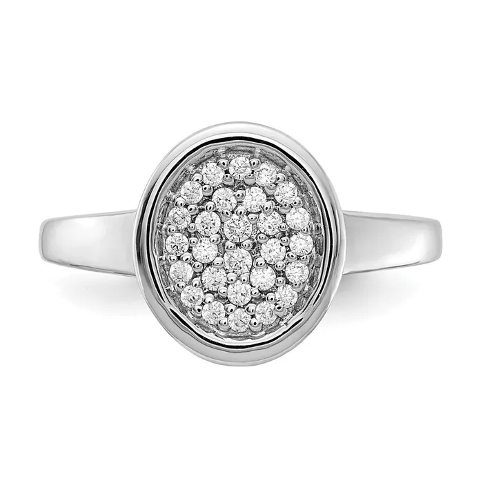 Rings Goldiacom 14k White Gold Real Diamond Fancy Oval Ring