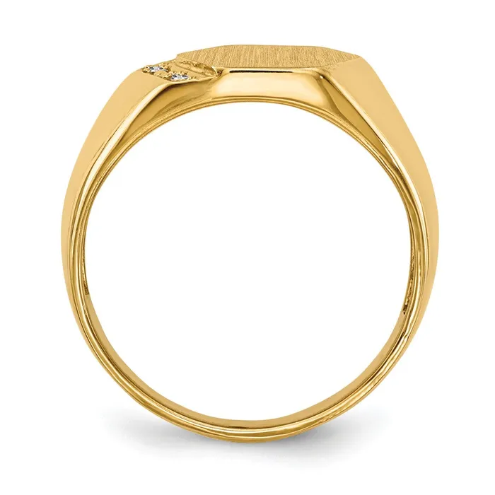 Rings Goldiacom 14K Yellow Gold 115x115mm Open Back VS Real Diamond Mens Signet Ring