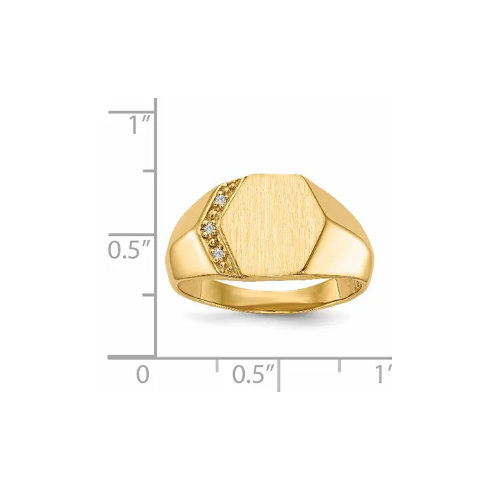 Rings Goldiacom 14K Yellow Gold 115x115mm Open Back VS Real Diamond Mens Signet Ring