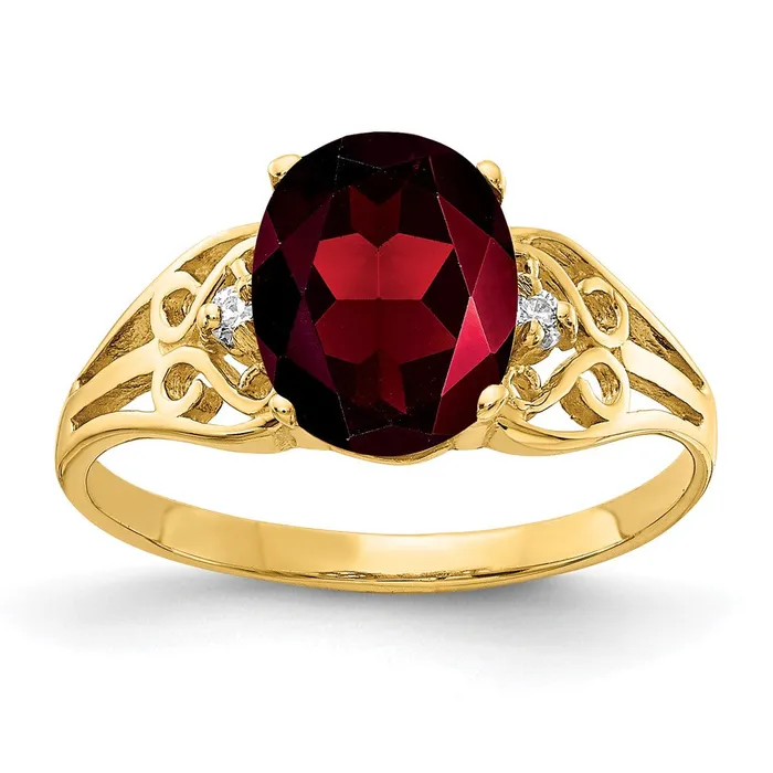 Rings Goldiacom 14K Yellow Gold 9x7mm Oval Garnet AA Real Diamond ring