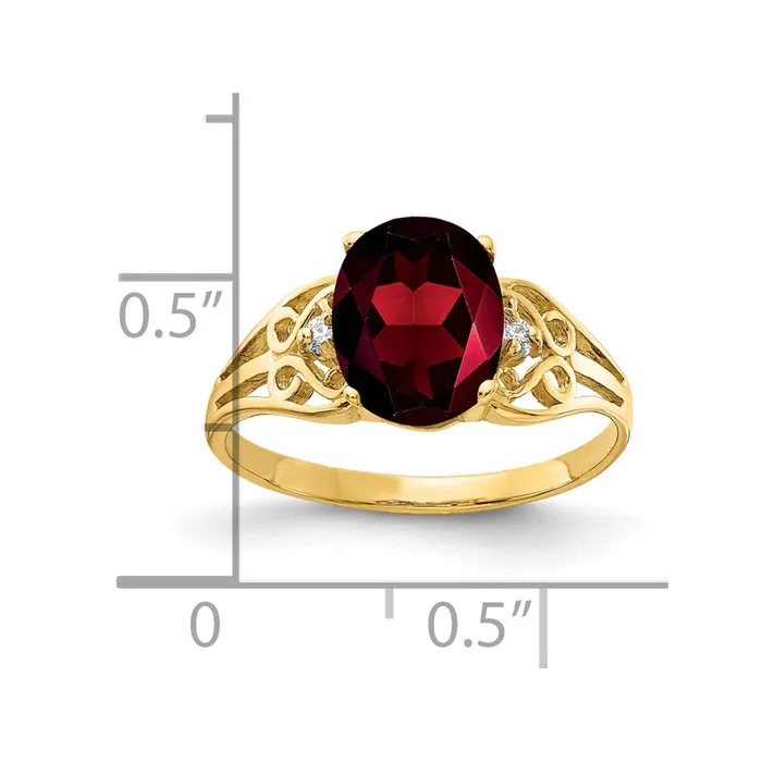 Rings Goldiacom 14K Yellow Gold 9x7mm Oval Garnet AA Real Diamond ring