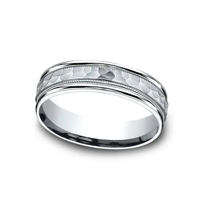 Rings Goldia Ladies 60mm Hammered Milgrain ComfortFit Wedding Band in Solid 10K White Gold Rings Goldia Ladies 60mm Hammered Milgrain ComfortFit Wedding Band in Solid 10K White Gold