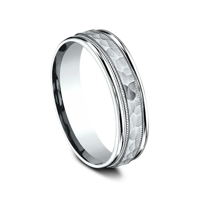 Rings Goldia Ladies 60mm Hammered Milgrain ComfortFit Wedding Band in Solid 10K White Gold Rings Goldia Ladies 60mm Hammered Milgrain ComfortFit Wedding Band in Solid 10K White Gold