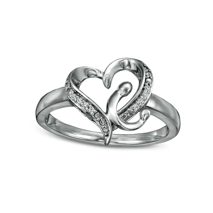 Rings Goldia Natural Diamond Accent Heart Ring in Sterling Silver