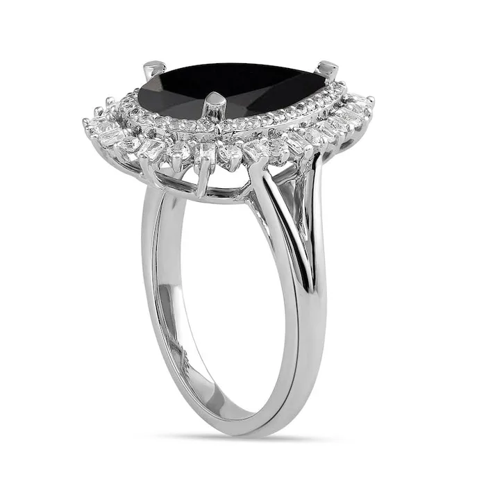 Rings Goldia PearShaped Onyx and White LabCreated Sapphire Double Shadow Frame Split Shank Ring in Sterling Silver Rings Goldia PearShaped Onyx and White LabCreated Sapphire Double Shadow Frame Split Shank Ring in Sterling Silver
