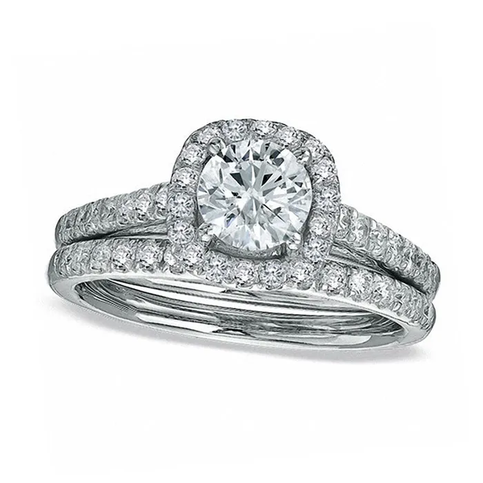 Rings Goldia Previously Owned 175 CT TW Natural Diamond Framed Bridal Engagement Ring Set in Solid 14K White Gold Rings Goldia Previously Owned 175 CT TW Natural Diamond Framed Bridal Engagement Ring Set in Solid 14K White Gold