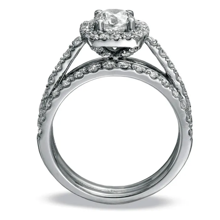Rings Goldia Previously Owned 175 CT TW Natural Diamond Framed Bridal Engagement Ring Set in Solid 14K White Gold Rings Goldia Previously Owned 175 CT TW Natural Diamond Framed Bridal Engagement Ring Set in Solid 14K White Gold