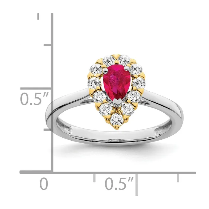 Rings Goldia Solid 14k Twotone Genuine Simulated Ruby and CZ Ring