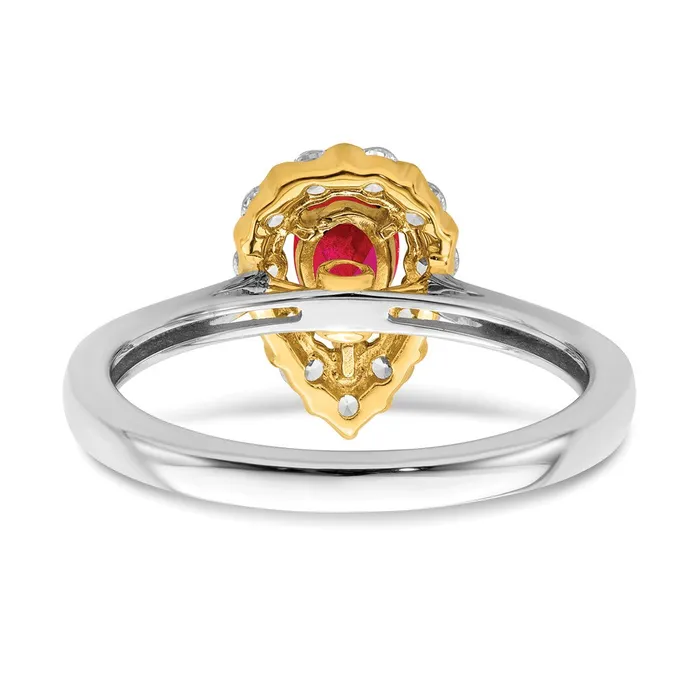 Rings Goldia Solid 14k Twotone Genuine Simulated Ruby and CZ Ring