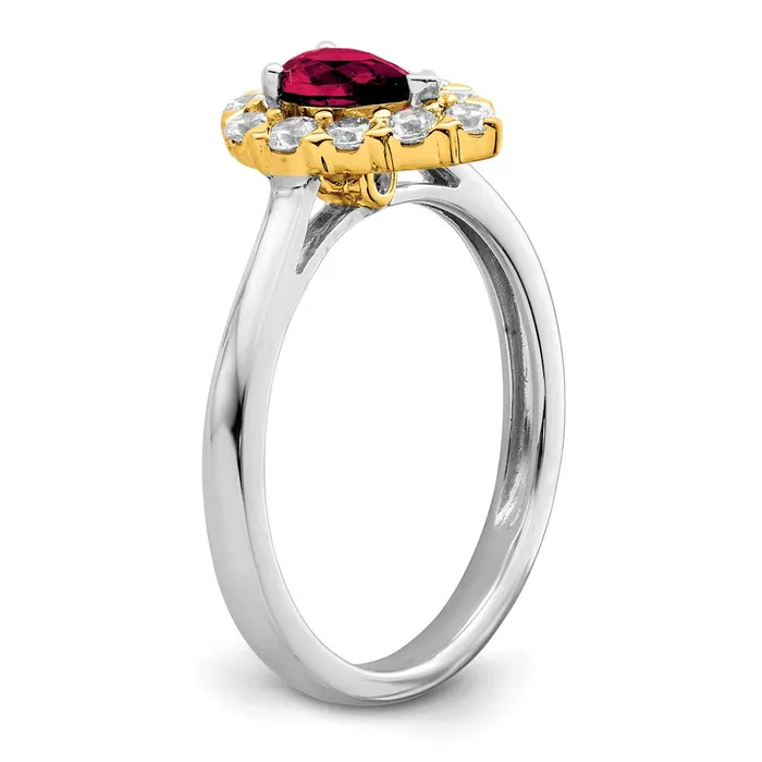 Rings Goldia Solid 14k Twotone Genuine Simulated Ruby and CZ Ring