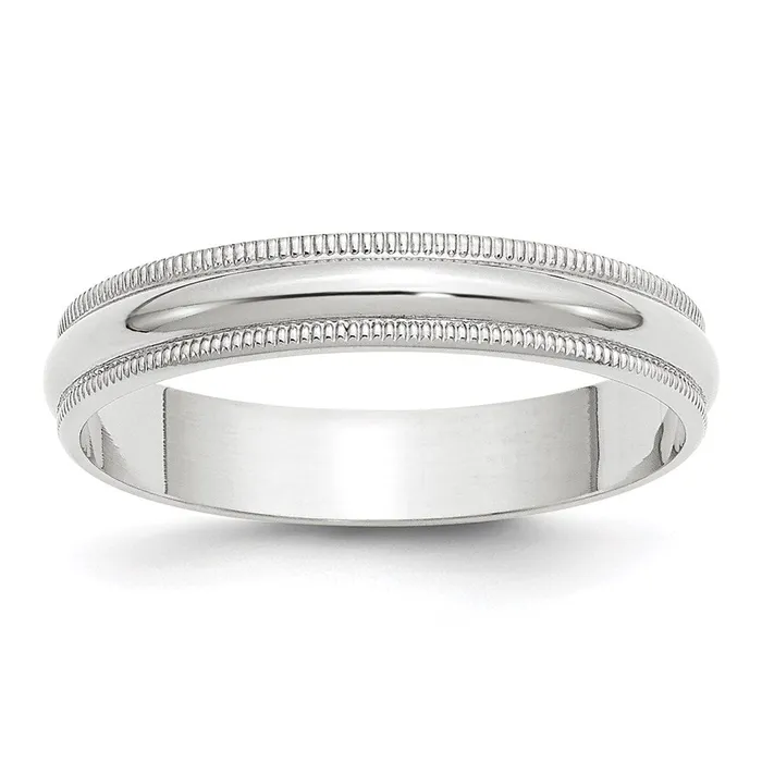 Rings Goldia Solid 14K White Gold 4mm Light Weight Milgrain Half Round MensWomens Wedding Band Ring Size 11