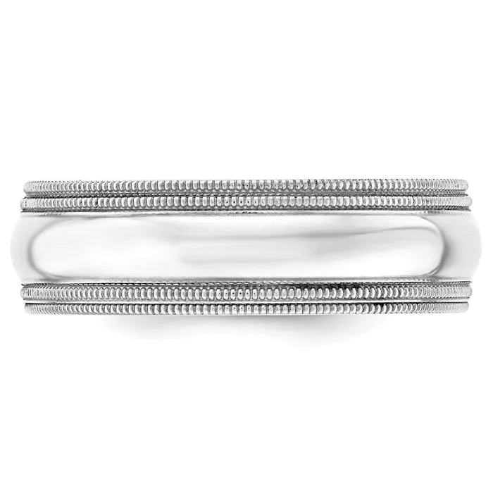 Rings Goldia Solid 14K White Gold 7mm Double Milgrain Comfort Fit MensWomens Wedding Band Ring Size 95 Rings Goldia Solid 14K White Gold 7mm Double Milgrain Comfort Fit MensWomens Wedding Band Ring Size 95