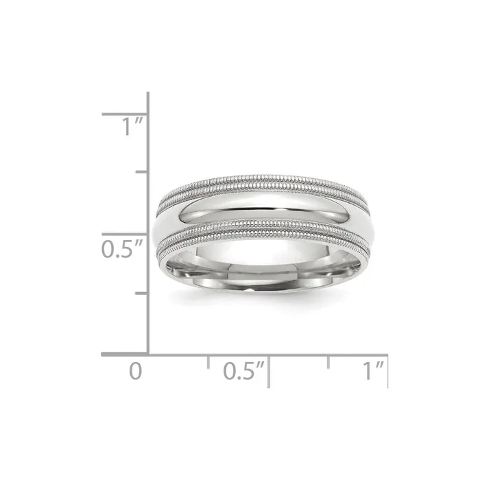Rings Goldia Solid 14K White Gold 7mm Double Milgrain Comfort Fit MensWomens Wedding Band Ring Size 95 Rings Goldia Solid 14K White Gold 7mm Double Milgrain Comfort Fit MensWomens Wedding Band Ring Size 95