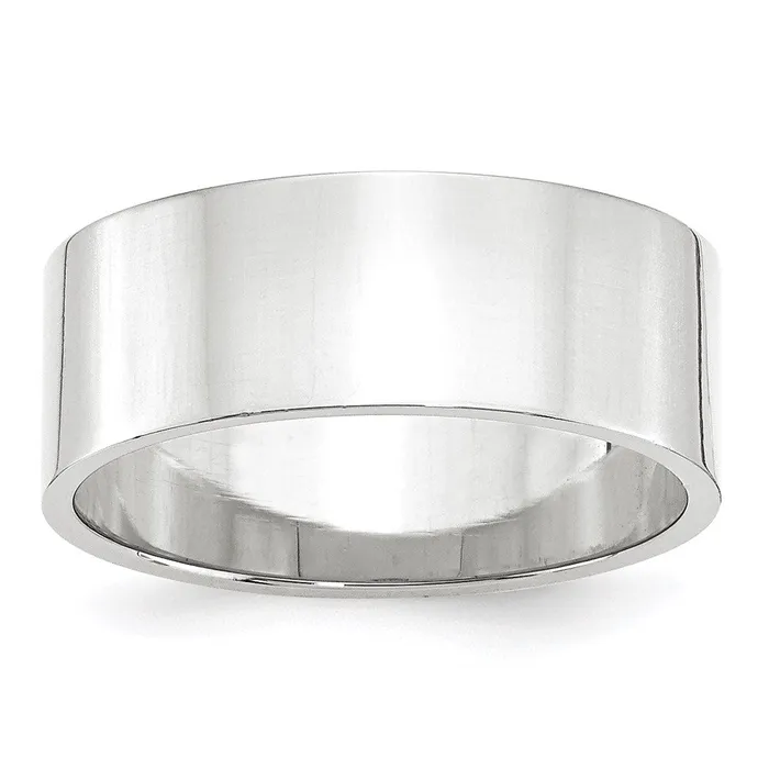 Rings Goldia Solid 14K White Gold 8mm Light Weight Flat MensWomens Wedding Band Ring Size 55