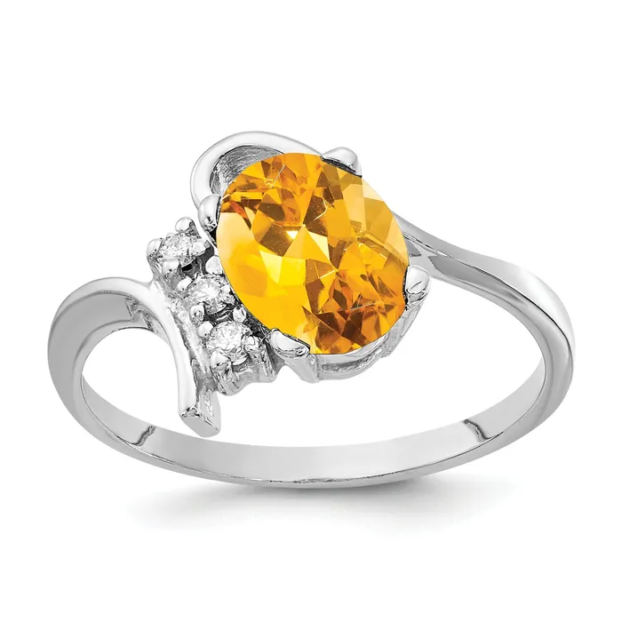 Rings Goldia Solid 14k White Gold 8x6mm Oval Simulated Citrine VS CZ Ring