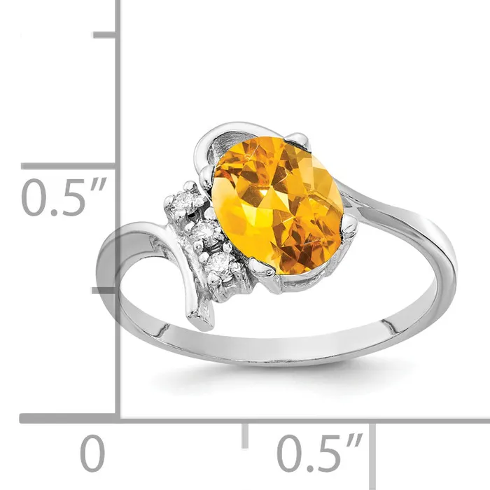 Rings Goldia Solid 14k White Gold 8x6mm Oval Simulated Citrine VS CZ Ring
