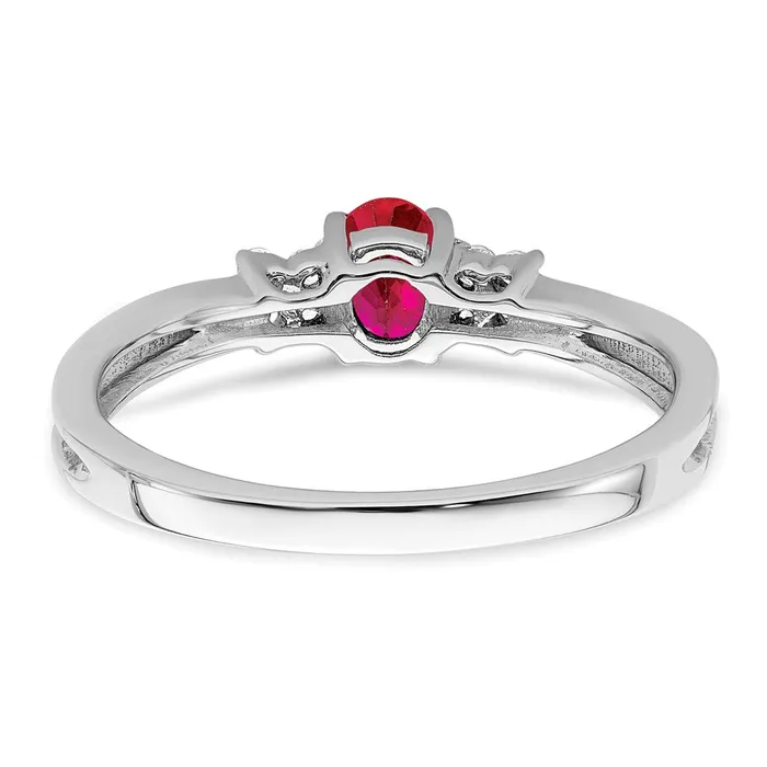 Rings Goldia Solid 14k White Gold Oval Simulated Ruby and CZ Ring